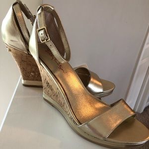Lilly Pulitzer Gold Kayla Wedge Sandal 9.5